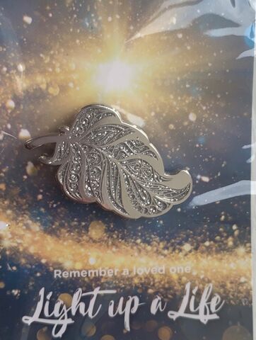 Sliver Feather lapel badge