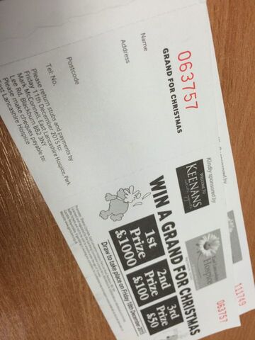 Last chance to return tickets for Christmas raffle