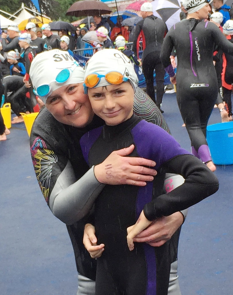 Dylan and mum Nicola Open Water Swim